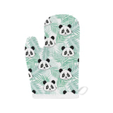 Panda pattern tropical leaves background Heat Resistant Oven Mitts