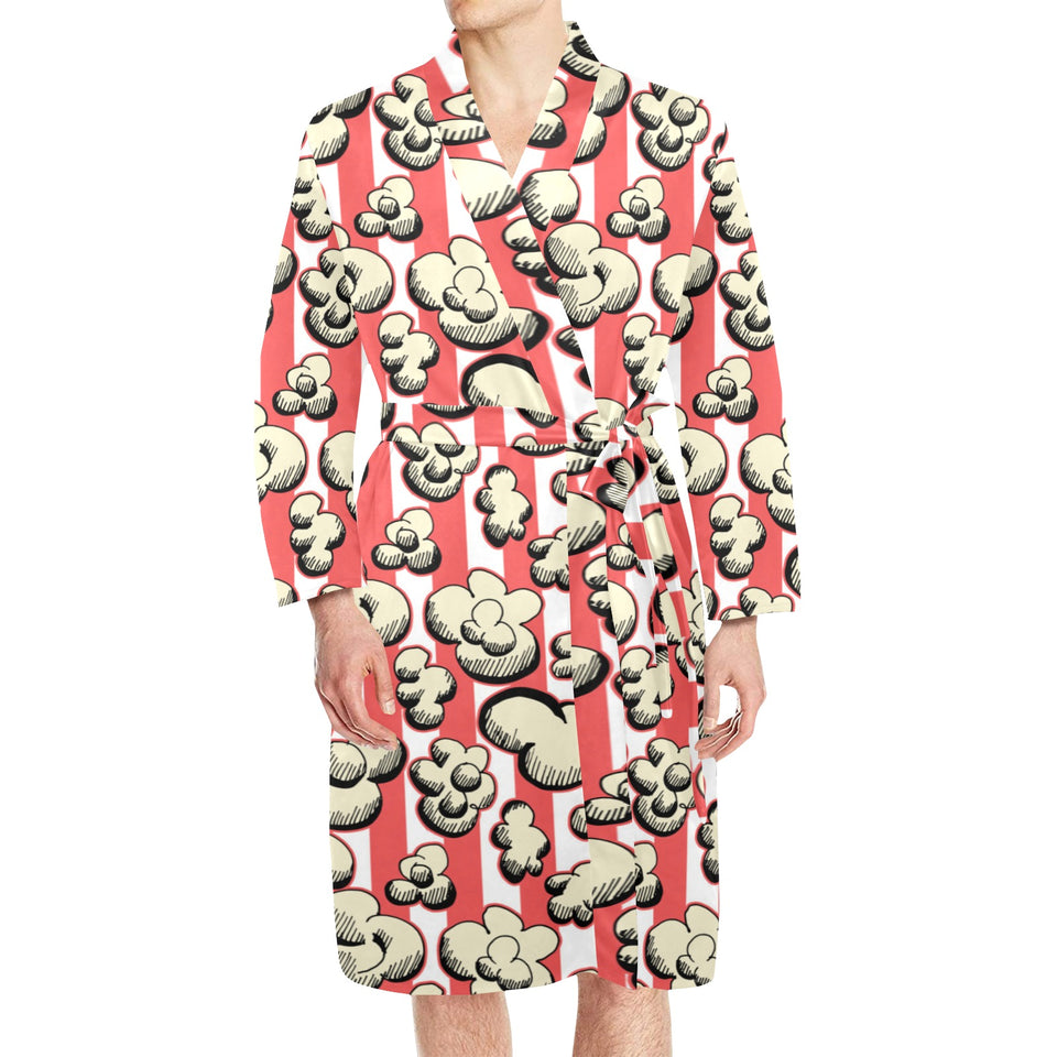 Popcorn Pattern Print Design 05 Men's Long Sleeve Belted Night Robe