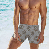 nautical wood steering wheel pattern Men's Swimming Trunks