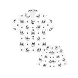 Cute french bulldog paw pattern Kids' Boys' Girls' V-Neck Short Pajama Set