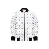 Anchor rudder nautical design pattern Kids' Boys' Girls' Bomber Jacket