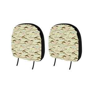 Mustache Beard Pattern Print Design 01 Car Headrest Cover