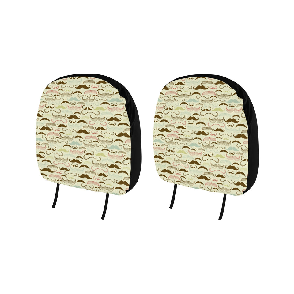 Mustache Beard Pattern Print Design 01 Car Headrest Cover