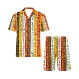 Egypt Hieroglyphics Pattern Print Design 01 Men's V-Neck Short Pajama Set