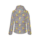 Cute yellow monkey leaves pattern Women's Padded Hooded Jacket