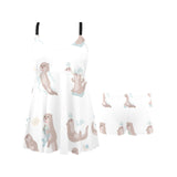 Cute sea otters pattern Chest Sexy Pleated Two Piece Swim Dress