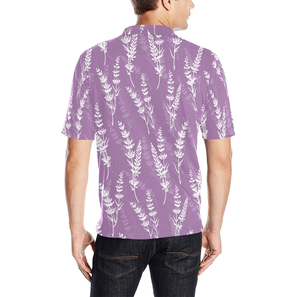 Lavender flowers purple pattern Men's All Over Print Polo Shirt