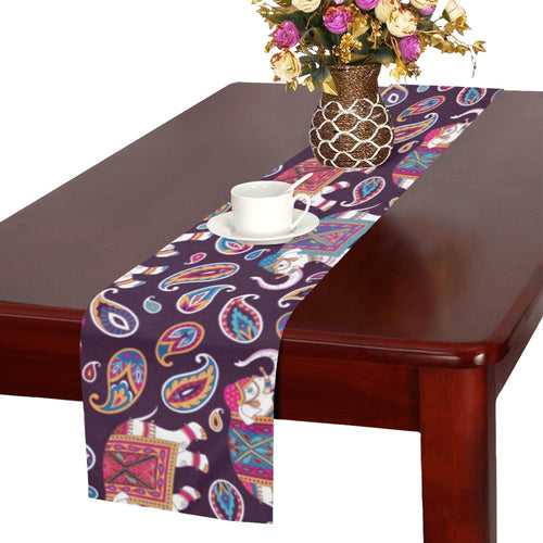 Elephant indian style ornament pattern Table Runner