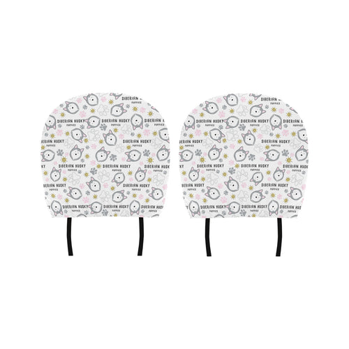Siberian Husky design pattern Car Headrest Cover