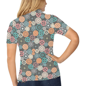Gear Pattern Print Design 05 Women's All Over Print Polo Shirt
