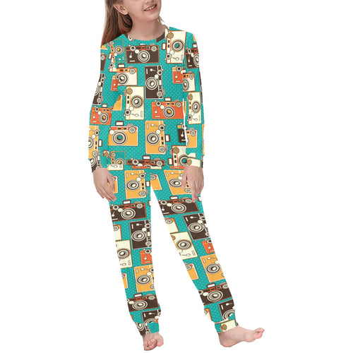 Camera Pattern Print Design 03 Kids' Boys' Girls' All Over Print Pajama Set