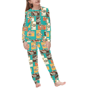 Camera Pattern Print Design 03 Kids' Boys' Girls' All Over Print Pajama Set