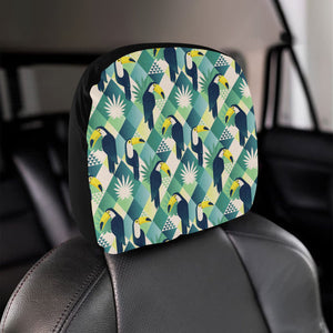 Toucan tropical leaves design pattern Car Headrest Cover