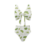 Cucumber sketch pattern Chest Bowknot High Waisted Bikini Swimsuit