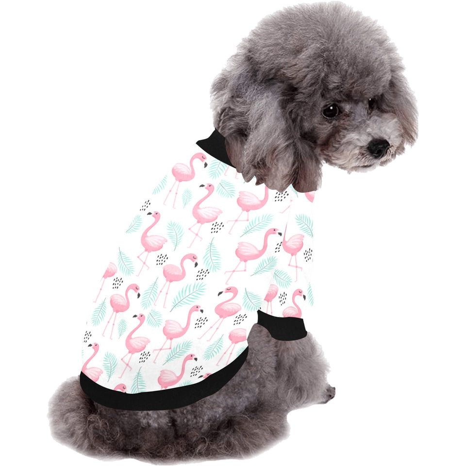 Cute flamingo pattern All Over Print Pet Dog Round Neck Fuzzy Shirt