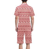 Dachshund Nordic pattern Men's V-Neck Short Pajama Set