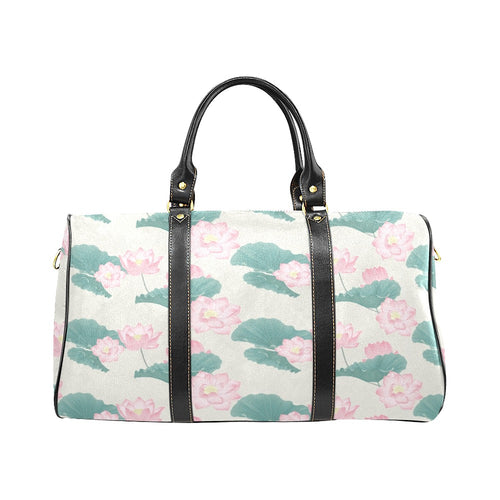 Pink lotus waterlily leaves pattern Travel Bag