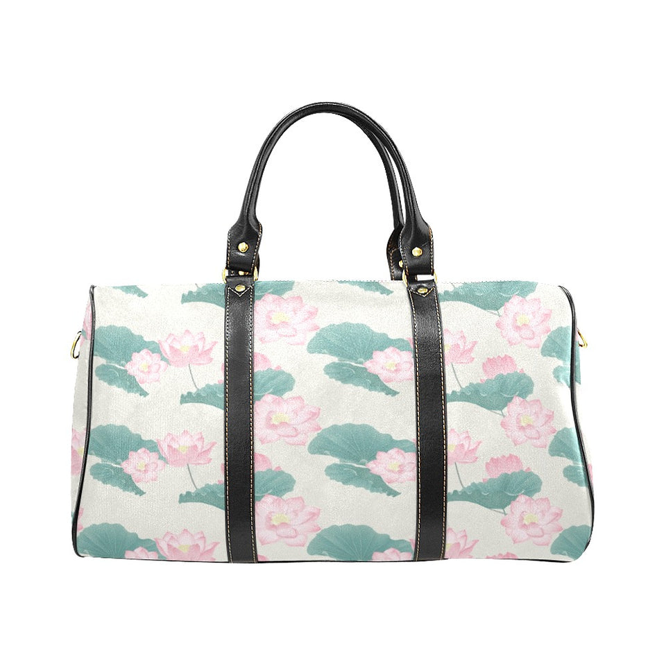 Pink lotus waterlily leaves pattern Travel Bag
