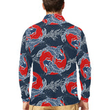 Koi Fish Carp Fishs hand drawn japanese art Men's Long Sleeve Polo Shirt