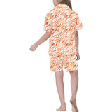 Fire flame watercolor pattern Kids' Boys' Girls' V-Neck Short Pajama Set