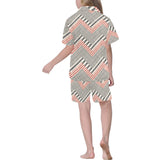 zigzag chevron striped pattern Kids' Boys' Girls' V-Neck Short Pajama Set