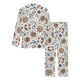Cute nautical steering wheel anchor pattern Women's Long Pajama Set