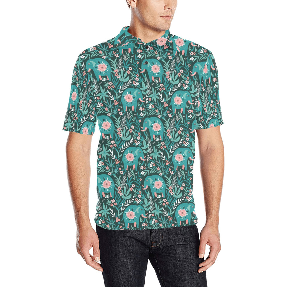 Elephants jungle pattern Men's All Over Print Polo Shirt