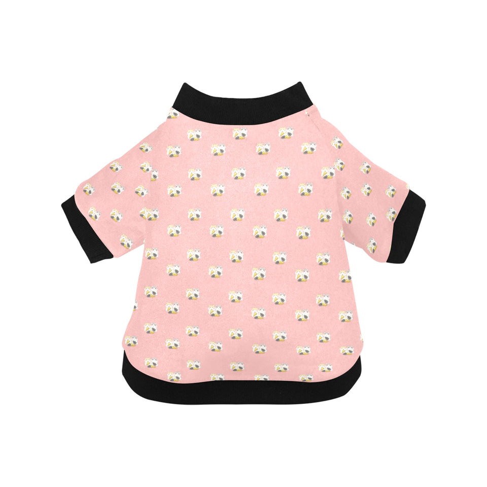 Cute hamster cheese pattern pink background All Over Print Pet Dog Round Neck Fuzzy Shirt