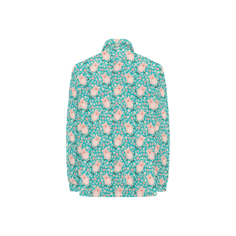 Pig Pattern Print Design 01 Women's Long Sleeve Polo Shirt