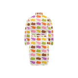 Hippopotamus Pattern Print Design 01 Men's Long Sleeve Belted Night Robe