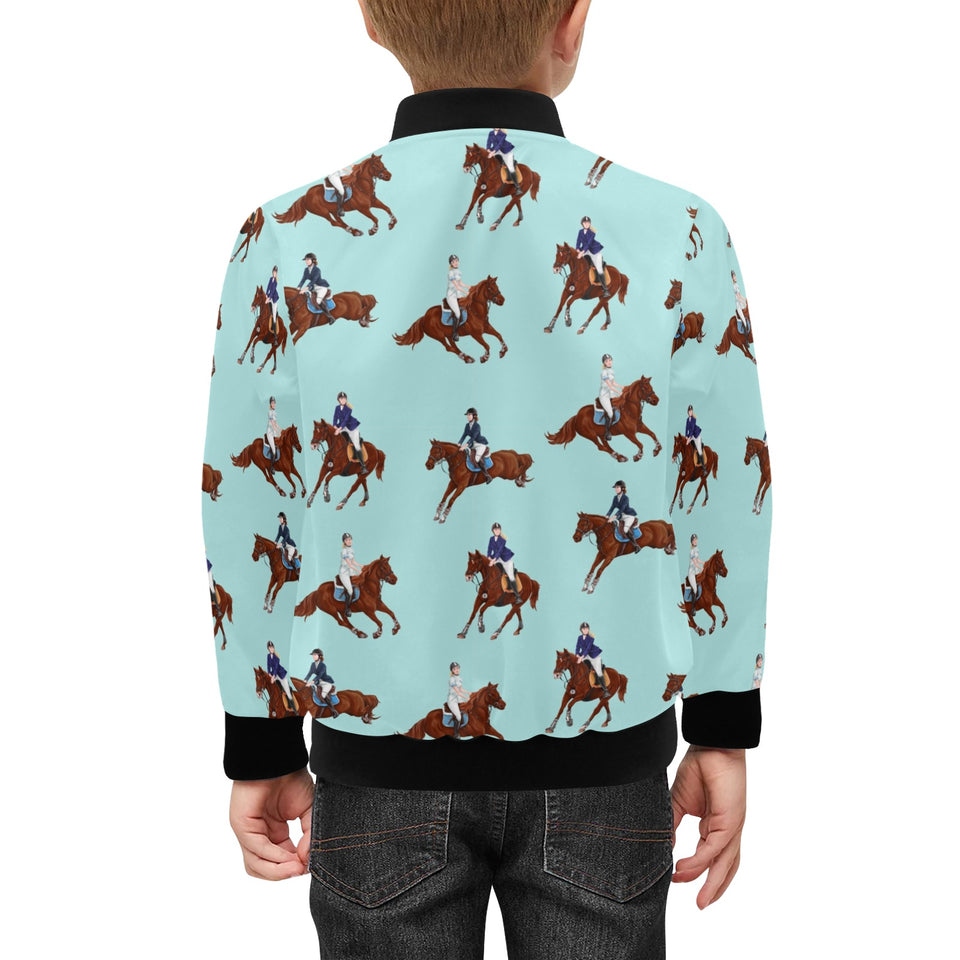 Horses running horses rider pattern Kids' Boys' Girls' Bomber Jacket