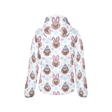 Cute pug hat rabbit costume pattern Women's Padded Hooded Jacket