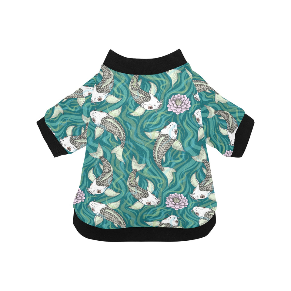 Koi Fish Carp Fish lotus pattern All Over Print Pet Dog Round Neck Fuzzy Shirt