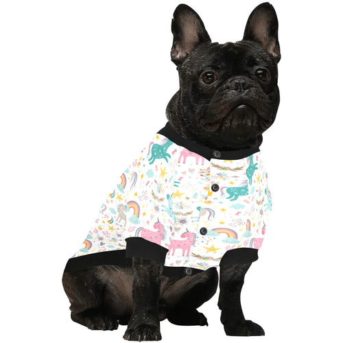 Colorful unicorn pattern All Over Print Pet Dog Round Neck Fuzzy Shirt