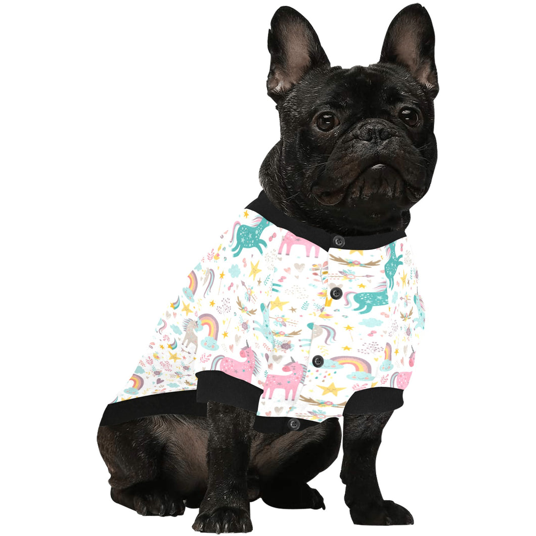 Colorful unicorn pattern All Over Print Pet Dog Round Neck Fuzzy Shirt