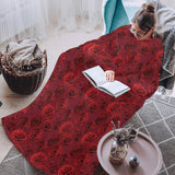 Rose Pattern Print Design 03 Blanket Robe with Sleeves