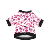 pink sketch tulip pattern All Over Print Pet Dog Round Neck Fuzzy Shirt