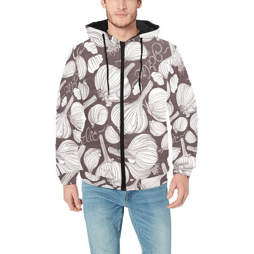 Garlic bulb dark background Men's Padded Hooded Jacket