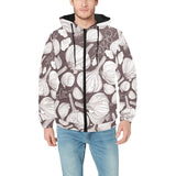 Garlic bulb dark background Men's Padded Hooded Jacket