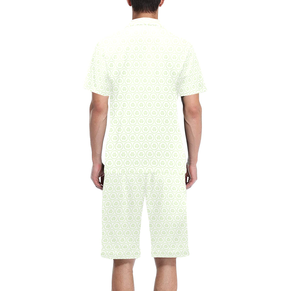 Cucumber pattern background Men's V-Neck Short Pajama Set