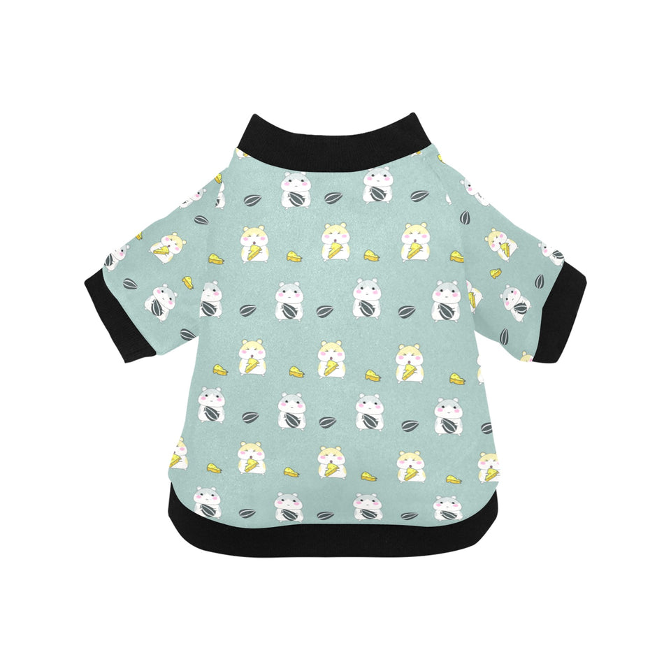 Cute hamster cheese pattern All Over Print Pet Dog Round Neck Fuzzy Shirt