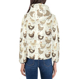 Cute rooster chicken cock Women's Padded Hooded Jacket