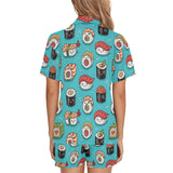 Cute sushi pattern Women's V-Neck Short Pajama Set