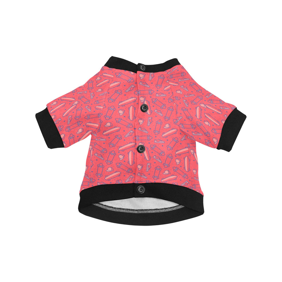 Skate Board Pattern Print Design 01 All Over Print Pet Dog Round Neck Fuzzy Shirt
