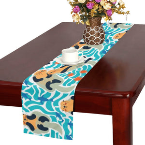 Cute sea otters fishe sea urchin pattern Table Runner