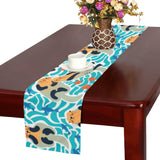 Cute sea otters fishe sea urchin pattern Table Runner