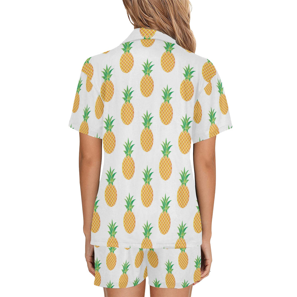 Pineapples pattern Women's V-Neck Short Pajama Set