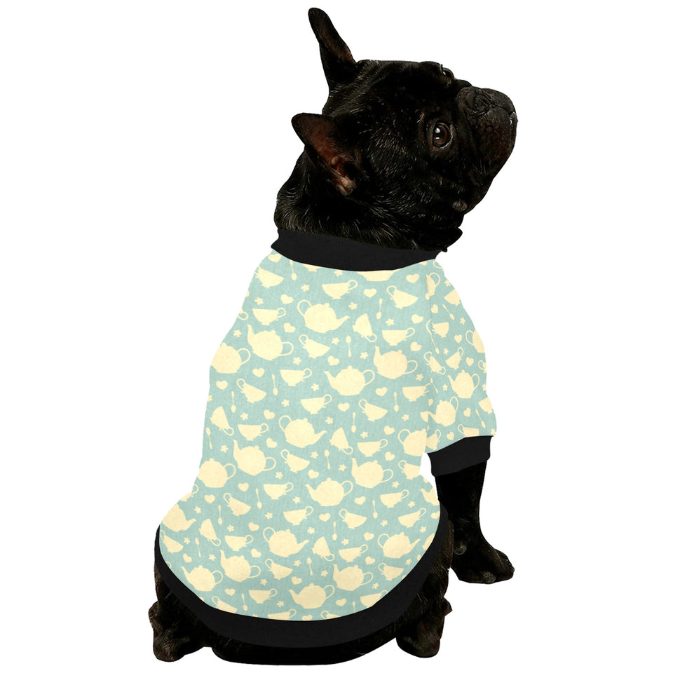 Tea pots Pattern Print Design 02 All Over Print Pet Dog Round Neck Fuzzy Shirt