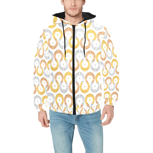 Horseshoes Pattern Print Design 03 Men's Padded Hooded Jacket