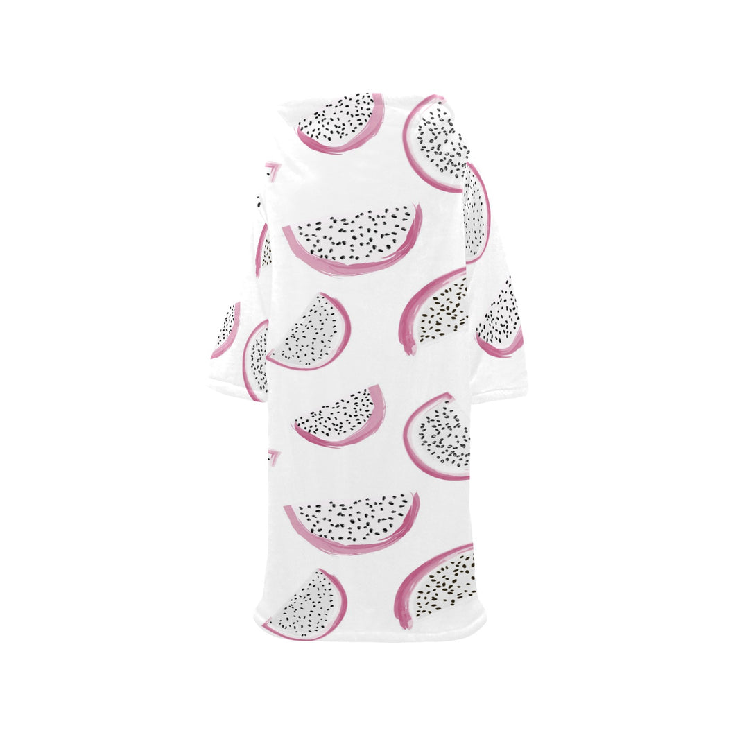 dragon fruit pattern Blanket Robe with Sleeves